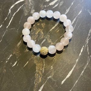 White quartz with a little bling stretch bracelet.